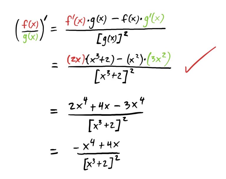 steps for deriving the quotient given in the problem with a little simplification at the end